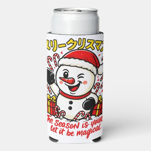Magical Merry Christmas Snowman Cooler Bag Selters Dosenkühler (Seltzer Rückseite)