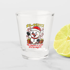 Magical Merry Christmas Snowman Festive candy cane Schnapsglas