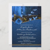 Magical Midnight Blue Butterfly Wedding Einladung (Vorderseite)