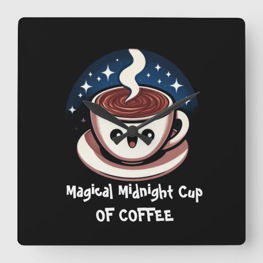 Magical Midnight Cup Of Coffee  Quadratische Wanduhr (Vorderseite)