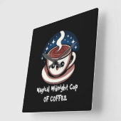 Magical Midnight Cup Of Coffee  Quadratische Wanduhr (Winkel)