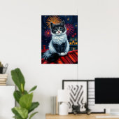 Magical Midnight Kitten Poster - Fluffy Cat Art (Heimbüro)