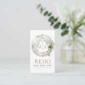 Magical Moon and Greenery Reiki Business Cards Visitenkarte (Stehend Vorderseite)