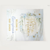 Magical Moon Stars Blue Gold Baby Boy Willkommen Wandteppich (Vorderseite (Horizontal))