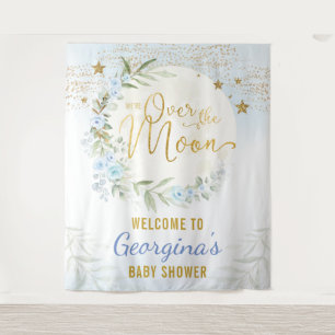 Magical Moon Stars Blue Gold Baby Boy Willkommen Wandteppich
