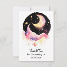 Magical Moon & Stars Watercolor Baby Dusche Dankeskarte