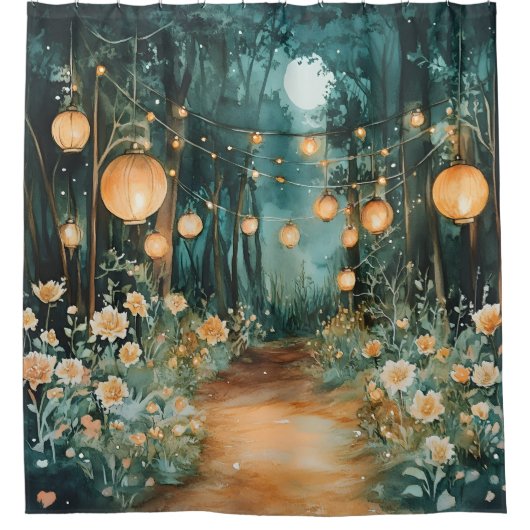Magical Moonlit Garden | Duschvorhang (Vorderseite)