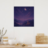 Magical Moonlit Village Nightscape Poster (Küche)