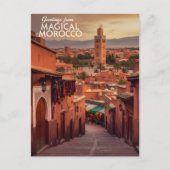 Magical Morocco Sunset View Koutoubia Marrakech Postkarte (Vorderseite)