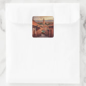 Magical Morocco Sunset View Koutoubia Marrakech Quadratischer Aufkleber (Tasche)