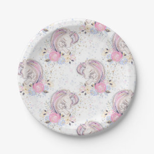 Magical Mother & Baby Unicorn Glitzer Babydusche Pappteller