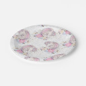 Magical Mother & Baby Unicorn Glitzer Babydusche Pappteller (Schrägansicht)
