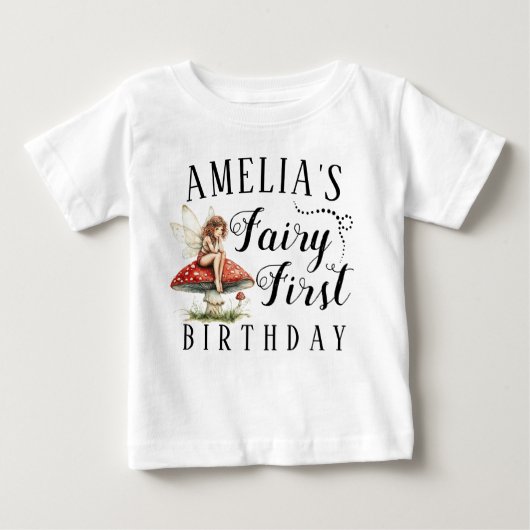 Magical Mushroom Girls Fairy First Birthday Baby T-shirt (Vorderseite)