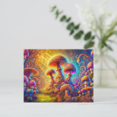 Magical Mushroom Glow Vibrant Psychedelic Landscap Postkarte (Stehend Vorderseite)