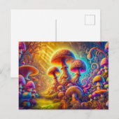 Magical Mushroom Glow Vibrant Psychedelic Landscap Postkarte (Vorne/Hinten)