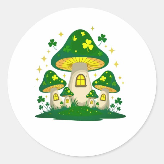 Magical Mushroom Village With Glowing Runder Aufkleber (Vorderseite)