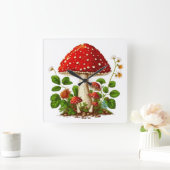 MAGICAL MUSHROOM Wall Clock, 27,3 cm quadratisch Quadratische Wanduhr (Zuhause)