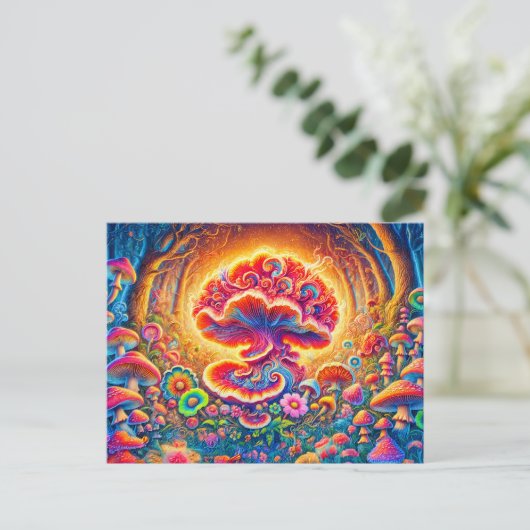 Magical Mushrooms Psychedelic Forest Fantasy Postkarte (Stehend Vorderseite)