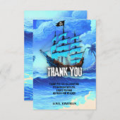Magical Neon Blue Glow Pirate Ship Party Vielen Da Dankeskarte (Vorne/Hinten)