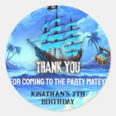 Magical Neon Blue Glow Pirate Ship Party Vielen Da Runder Aufkleber (Vorderseite)