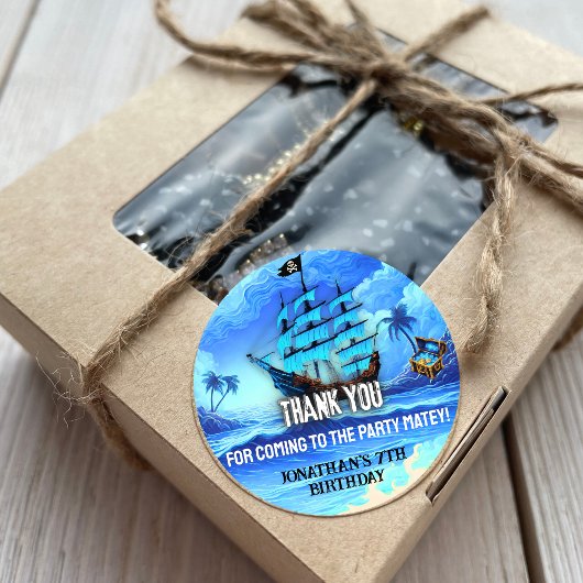 Magical Neon Blue Glow Pirate Ship Party Vielen Da Runder Aufkleber