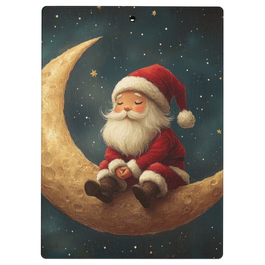 Magical Night with Crescent Moon and Santa Claus Klemmbrett (Rückseite)
