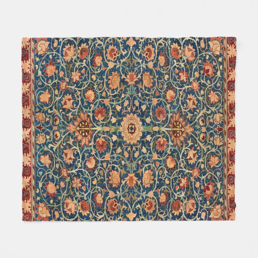 Magical Oriental Rug Pattern in Blue and Red Fleecedecke (Vorderseite (Horizontal))