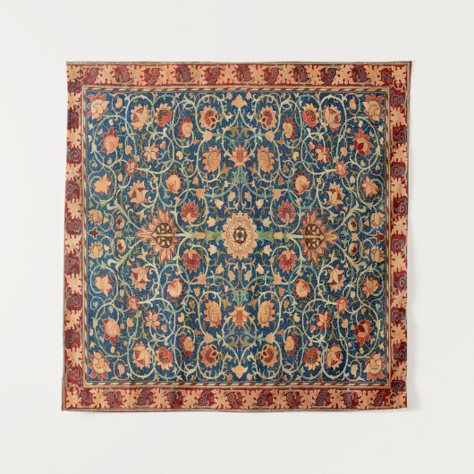 Magical Oriental Rug Pattern in Blue and Red Wandteppich (Vorderseite (Horizontal))