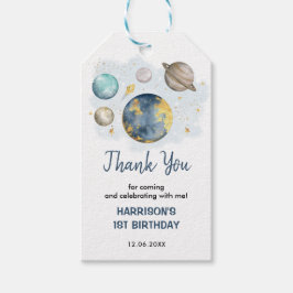 Magical Outer Space Navy Gold Boy Birthday Favors Geschenkanhänger