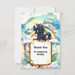 Magical Pastel Black Unicorn Geburtstag Dankeskarte