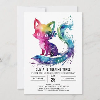 Magical Pastel Fox Digital Girl zum Geburtstag Einladung