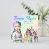 Magical Pastel Princess Fantasy Rainbow Castle Einladung (Stehend Vorderseite)