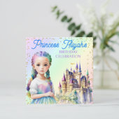 Magical Pastel Princess Fantasy Rainbow Castle Einladung (Stehend Vorderseite)