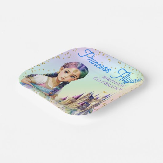 Magical Pastel Princess Fantasy Rainbow Castle Pappteller (Gewinkelt)