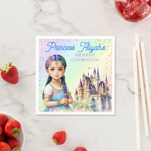 Magical Pastel Princess Fantasy Rainbow Castle Serviette (Beispiel)