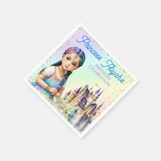 Magical Pastel Princess Fantasy Rainbow Castle Serviette (Ecke)