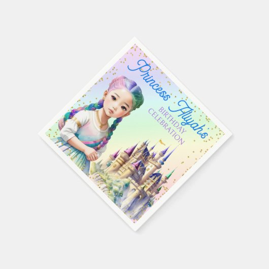 Magical Pastel Princess Fantasy Rainbow Castle Serviette (Ecke)