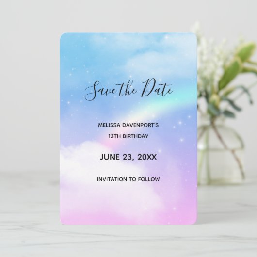 Magical Pastel Save The Date (Stehend Vorderseite)