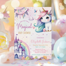Magical Pastel Unicorn Baby Girl Dusche Einladung