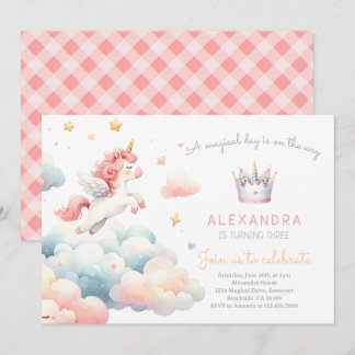Magical Pastel Unicorn Geburtstagsparty Einladung