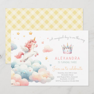 Magical Pastel Unicorn Geburtstagsparty Einladung