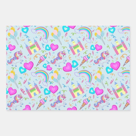 Magical Pastel Unicorn Geschenkpapier Set (Vorderseite 3)