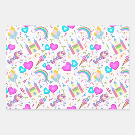 Magical Pastel Unicorn Geschenkpapier Set (Vorderseite)