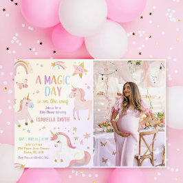 Magical Pastel Unicorn Rainbow Baby ShowFoto Einladung