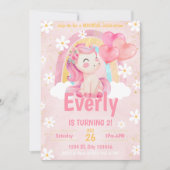 Magical Pastel Unicorn Rainbow Birthday Einladung (Vorderseite)