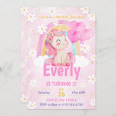 Magical Pastel Unicorn Rainbow Birthday Einladung (Vorne/Hinten)