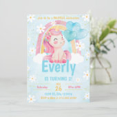 Magical Pastel Unicorn Rainbow Birthday Einladung (Stehend Vorderseite)