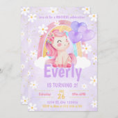Magical Pastel Unicorn Rainbow Birthday Einladung (Vorne/Hinten)