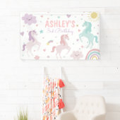 Magical Pastel Unicorn Rainbow Birthday Party Banner (Insitu)
