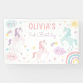 Magical Pastel Unicorn Rainbow Birthday Party Banner (Horizontal)